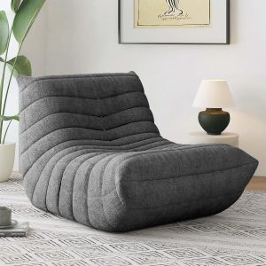 Comfy Dark Grey Lazy Floor Sofa and Bean Bag Chair for Bedroom and Living Room