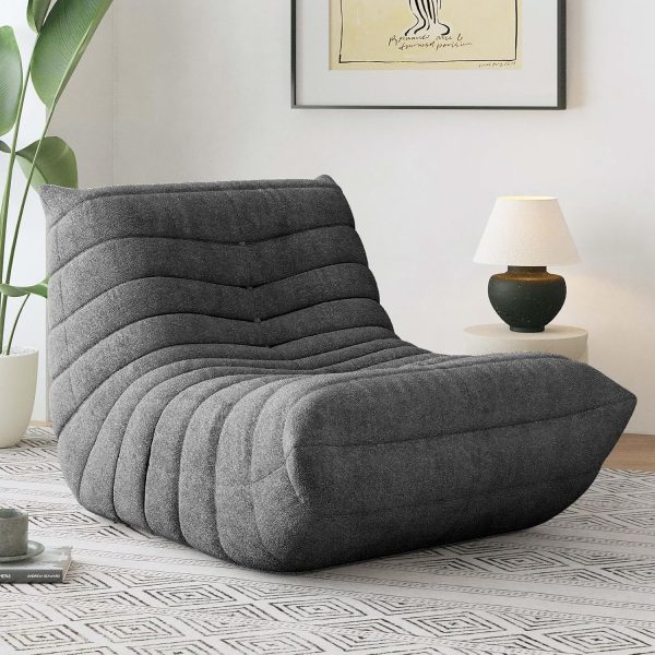 Comfy Dark Grey Lazy Floor Sofa and Bean Bag Chair for Bedroom and Living Room