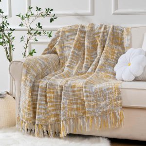 BATTILO Yellow Multicolor Throw Blanket, 50"x60", for Couch, Bed, and Home Decor