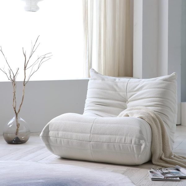 Adult Bean Bag Chair, Lazy Floor Sofa, Large Corner Couch for Living Room, Apartment, Office (34"/Beige)