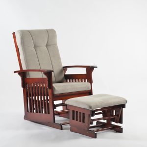 White Nursery Glider Rocking Chair with Ottoman, Easy Assembly, Hardwood Base