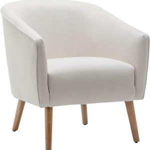 Wovenbyrd Mid-Century Barrel Chair, Cream