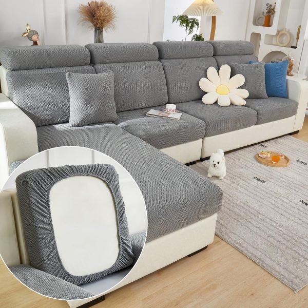 2025 Universal Stretch Sofa Cover, Wear-Resistant, Texture-Gray, Large Single Seat