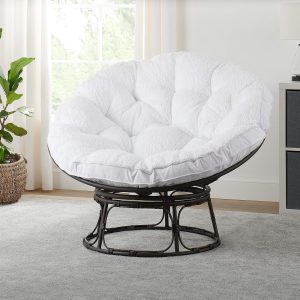Birsppy Papasan Chair with White Fabric Cushion