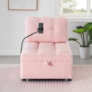 Pink Teddy Sofa Bed, 40.2" Long - Ideal for Apartment, Office, Living Room Comfort