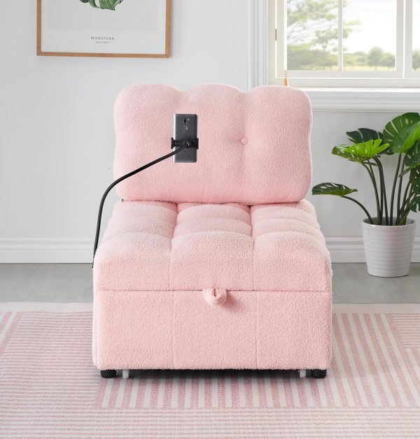 Pink Teddy Sofa Bed, 40.2" Long - Ideal for Apartment, Office, Living Room Comfort