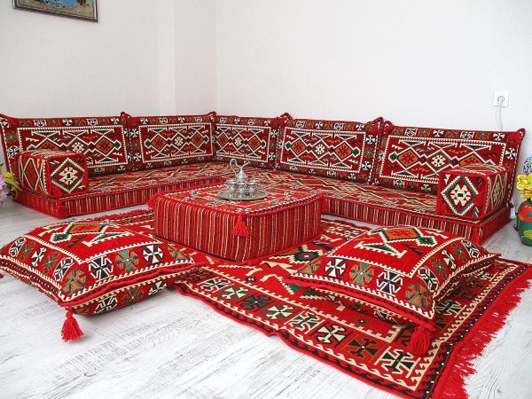 Arabic L-Shaped Floor Sofa Set for Living Room and Balcony
